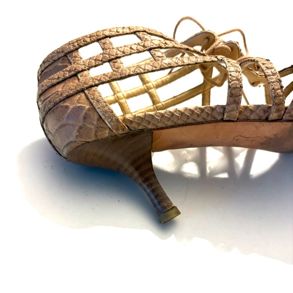 Stuart Weitzman Python Snakeskin Peep Toe Heels, … - image 3